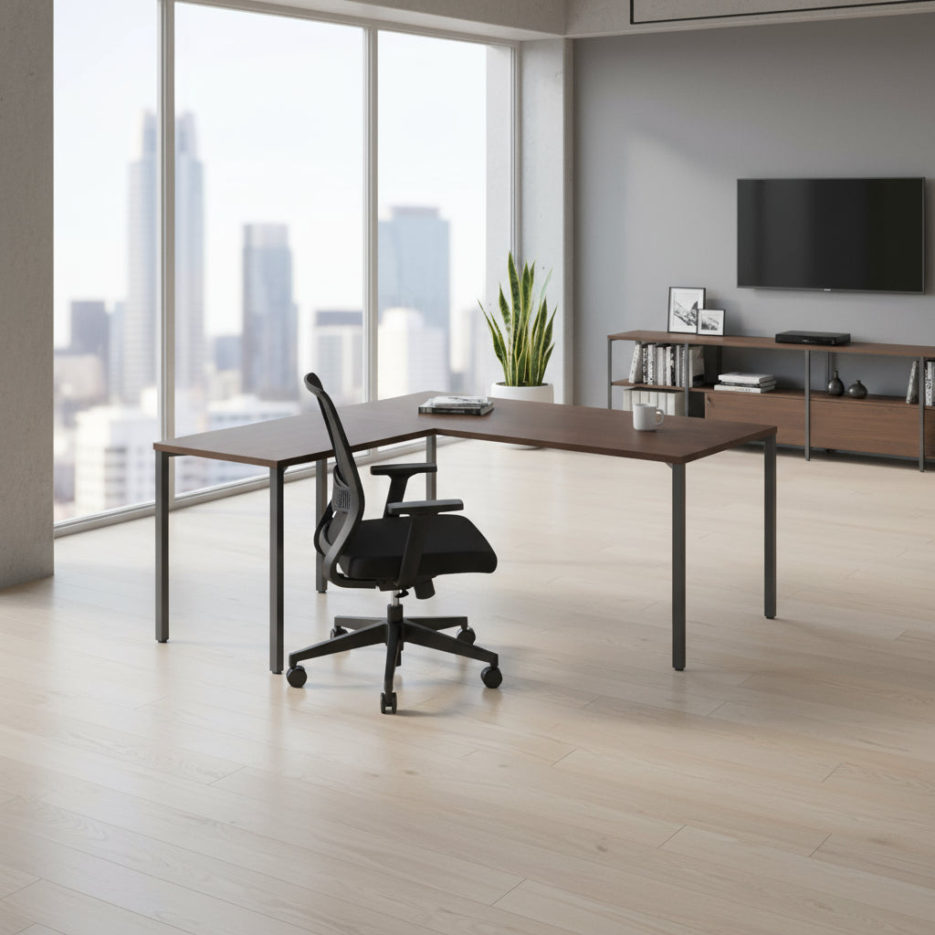 ESSY L-Shape workspace, 30x72 desk w/ 24x48 return | Desks,L-Shaped
