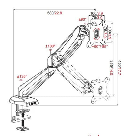 Vio-1 single unit articulating monitor arm