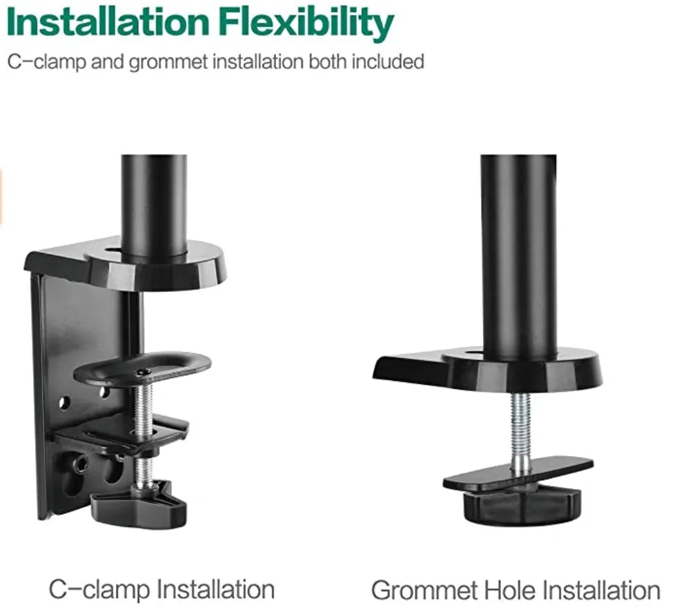 Black Dog Office Black Clamp-On Pneumatic Monitor Arm (single or dual monitor arm)