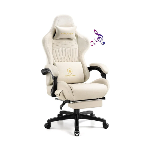 Gaming Chair, Computer Chair with Footrest and Bluetooth Speakers, High Back Ergonomic Gaming Chair