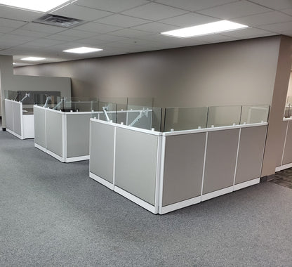 gen2 open plan office workstation with panel dividers and cable management