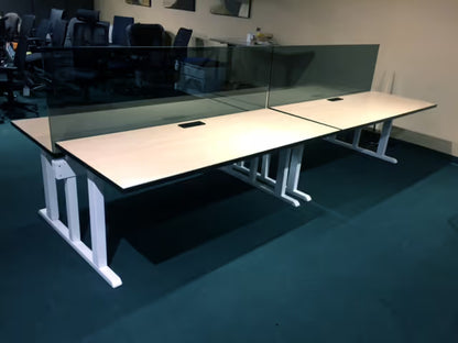 gen2 office benching with privacy dividers and height-adjustable desk options