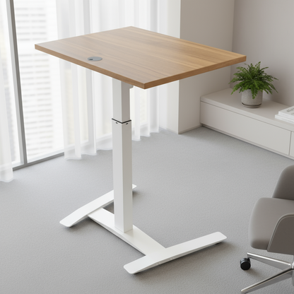 Electric Height Adjustable Desk, 31-1/2" x 23-5/8" White Frame with Walnut Top | Standing Desks