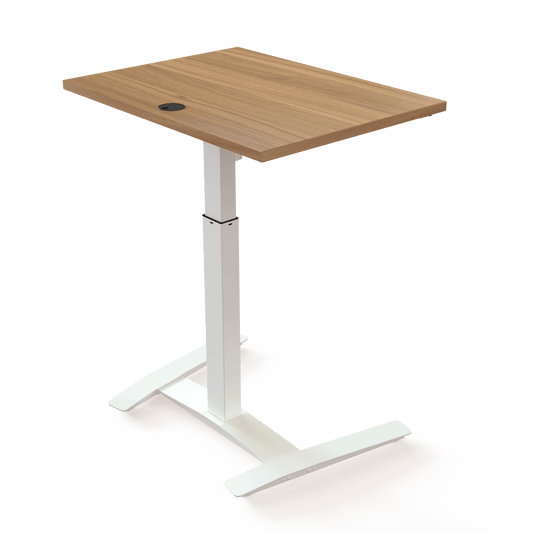 Electric Height Adjustable Desk, 31-1/2" x 23-5/8" White Frame with Walnut Top | Standing Desks