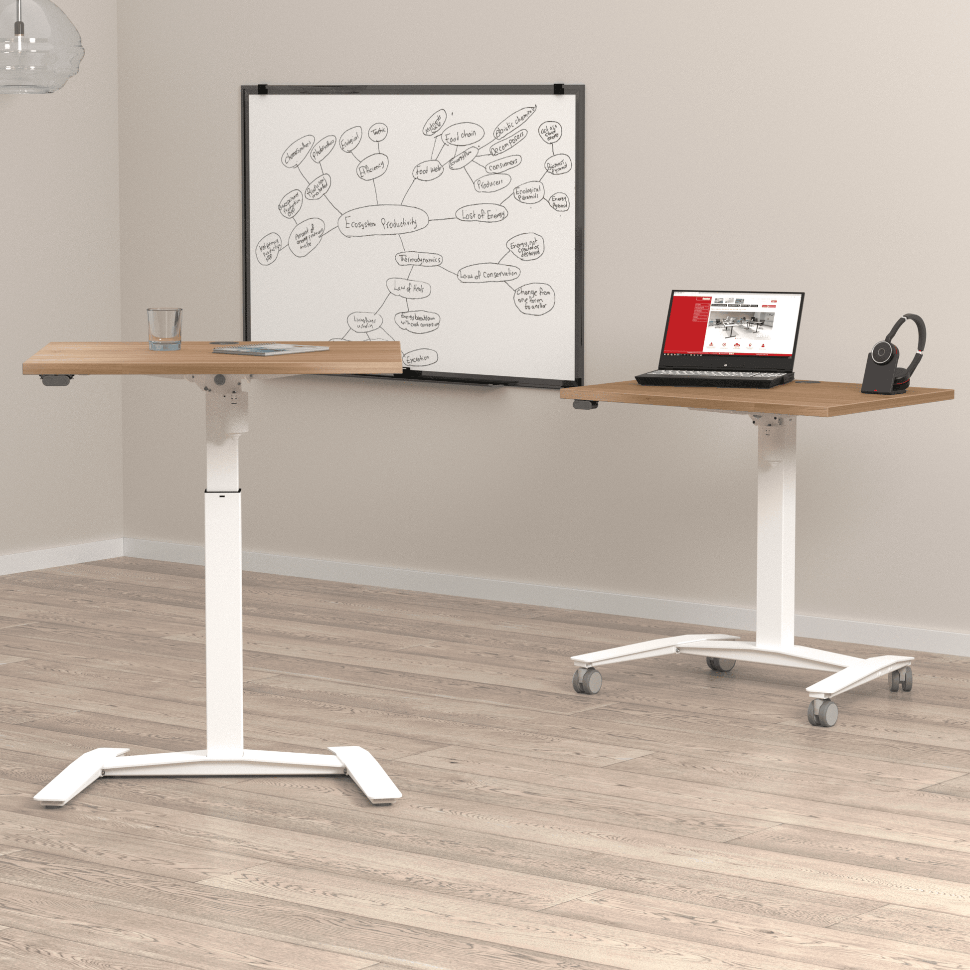 Electric Height Adjustable Desk, 31-1/2" x 23-5/8" White Frame with Walnut Top | Standing Desks