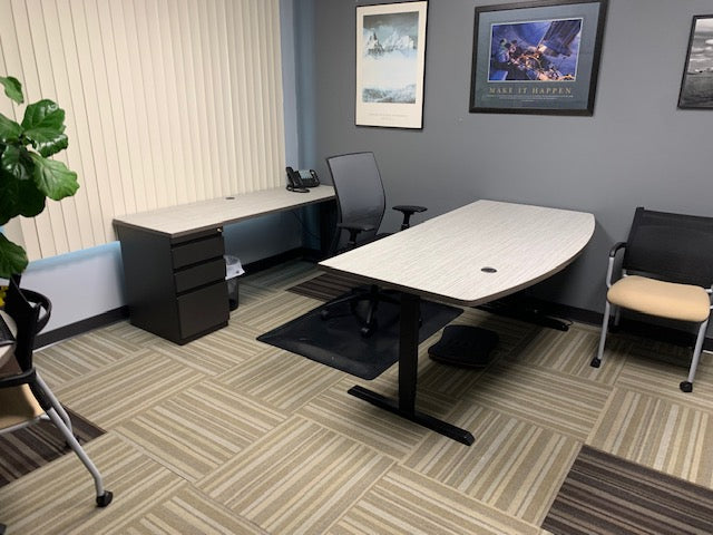 American-made custom office desk by gen2 in open office environment