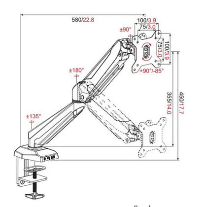 Vio-1 single unit articulating monitor arm