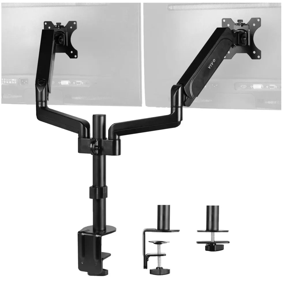Black Dog Office Black Clamp-On Pneumatic Monitor Arm (single or dual monitor arm)