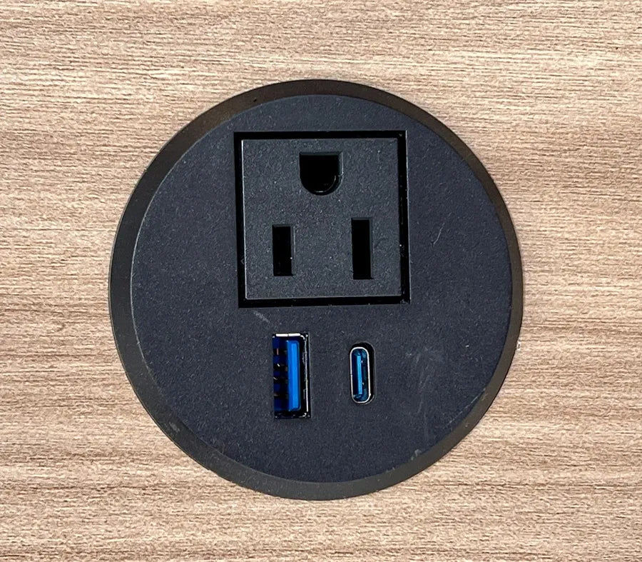 Black Dog Office Power Grommet 2"-2.5" DIA - ONE AC,ONE USB,ONE USB-C