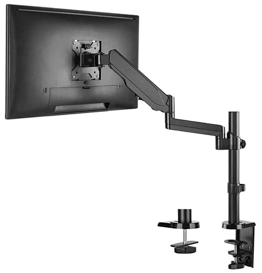 Black Dog Office Single Black Clamp-On Pneumatic Monitor Arm (single or dual monitor arm)