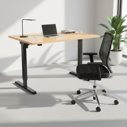 ConSet Black / Beech Electric Height Adjustable Desk, 47-1/4" x 31-1/2"