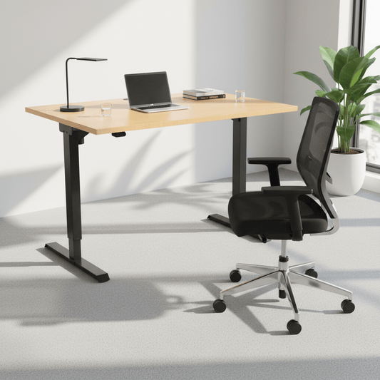 ConSet Black / Beech Electric Height Adjustable Desk, 47-1/4" x 31-1/2"