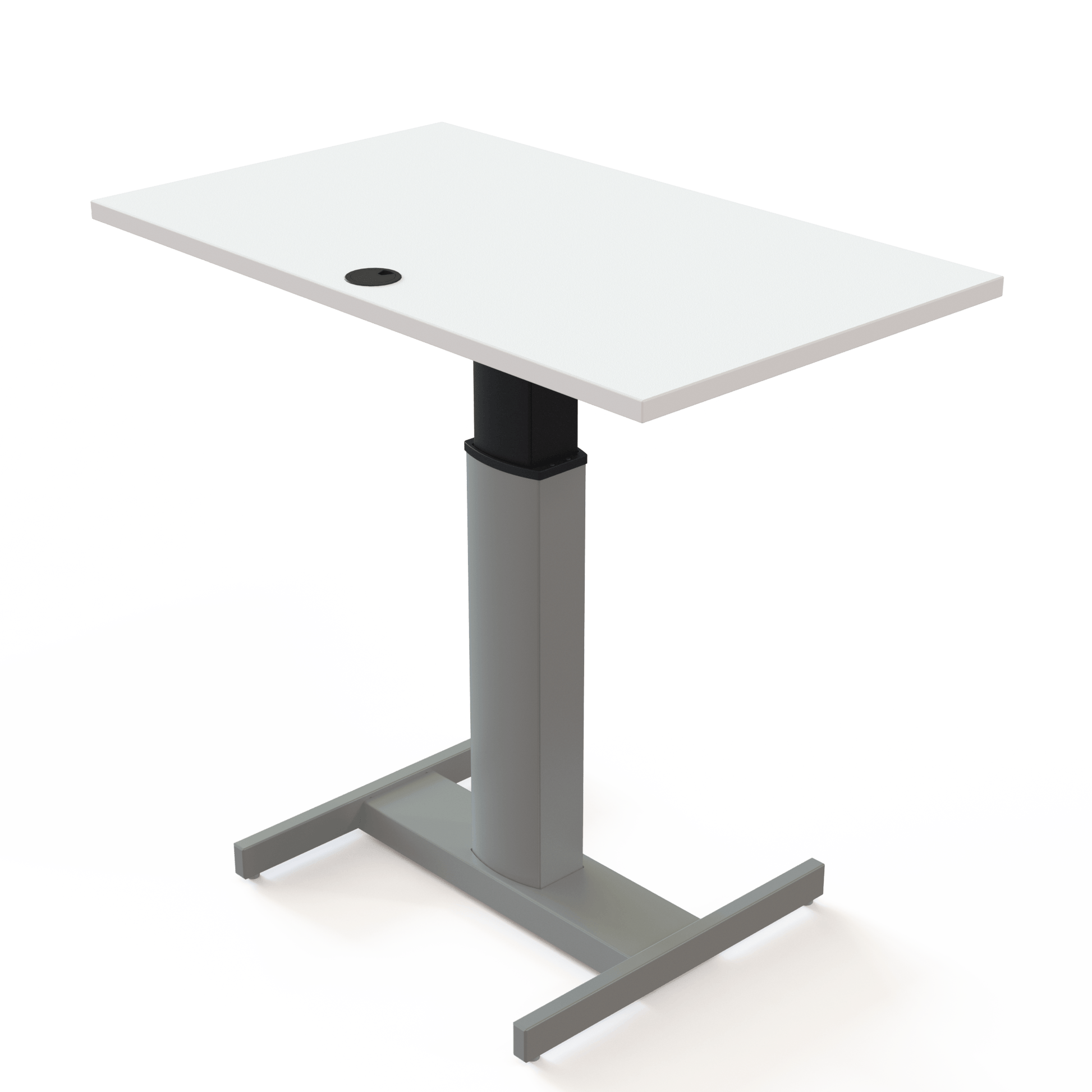 ConSet Black Electric Adjustable Desk, 39 3/8" x 23 5/8", Silver H base with White Top