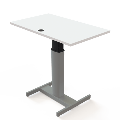 ConSet Black Electric Adjustable Desk, 39 3/8" x 23 5/8", Silver H base with White Top