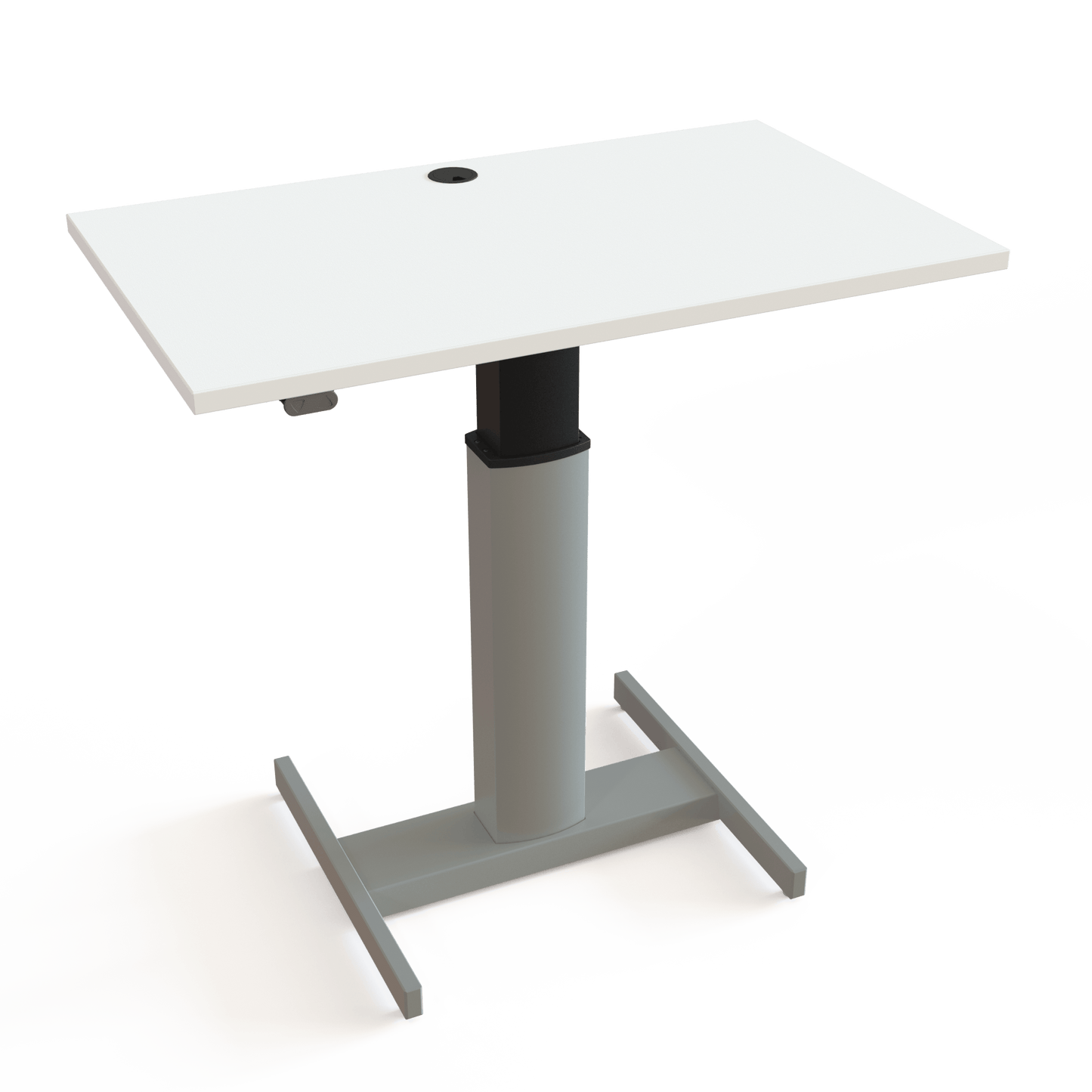 ConSet Black Electric Adjustable Desk, 39 3/8" x 23 5/8", Silver H base with White Top