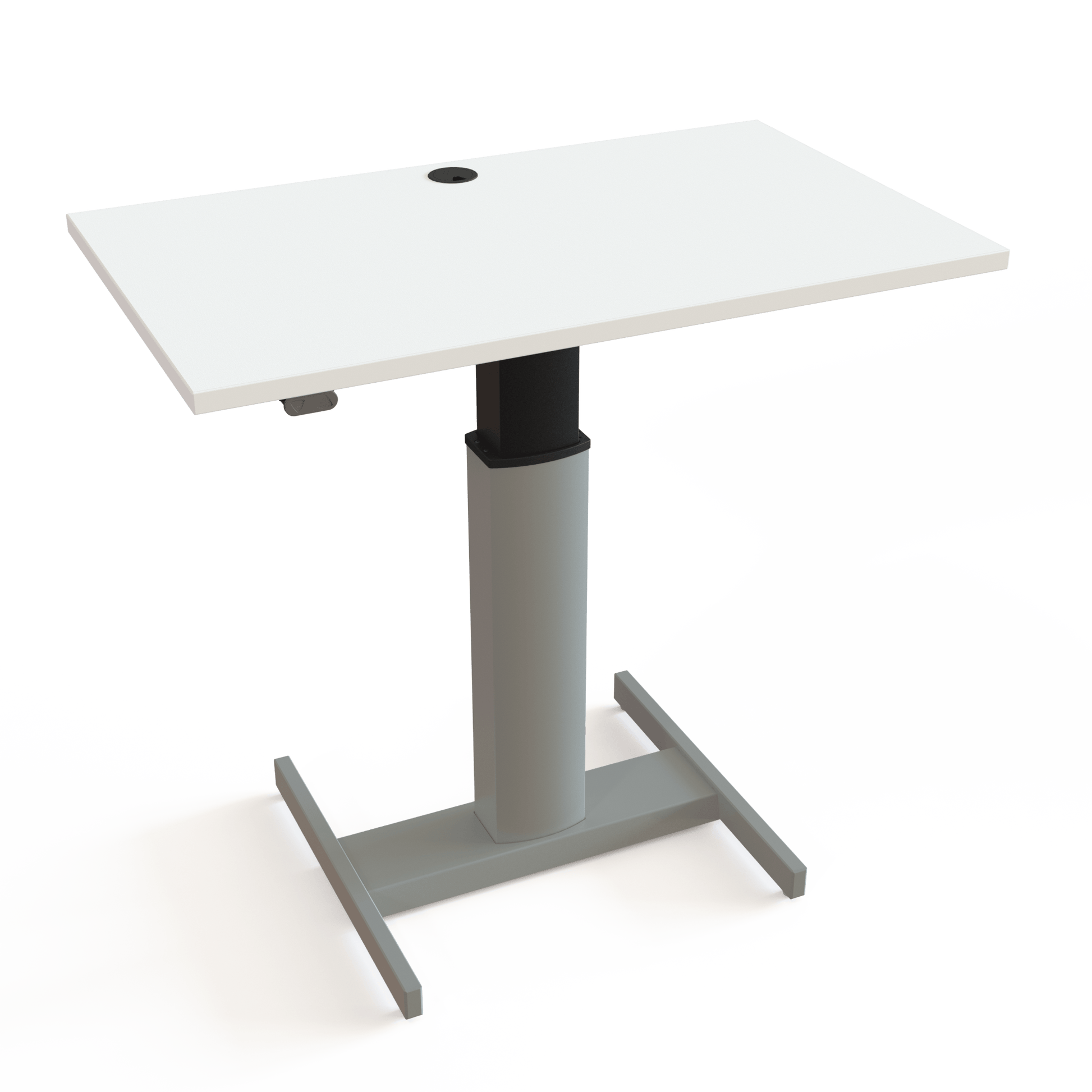ConSet Black Electric Adjustable Desk, 39 3/8" x 23 5/8", Silver H base with White Top