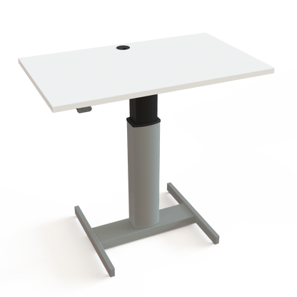 ConSet Black Electric Adjustable Desk, 39 3/8" x 23 5/8", Silver H base with White Top