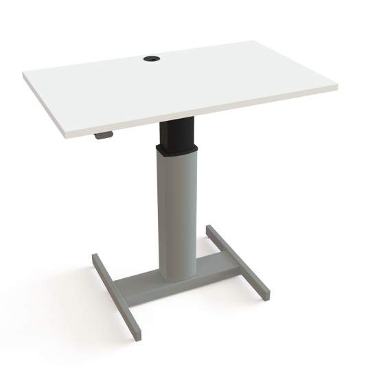 ConSet Black Electric Adjustable Desk, 39 3/8" x 23 5/8", Silver H base with White Top