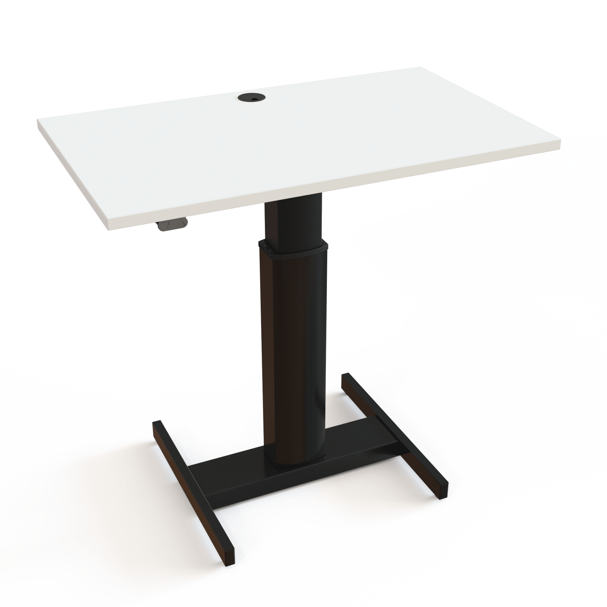 ConSet Black Electric Adjustable Desk, 39 3/8" x 23 5/8", Silver H base with White Top