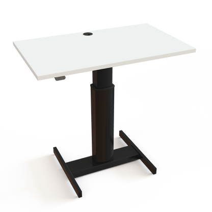 ConSet Black Electric Adjustable Desk, 39 3/8" x 23 5/8", Silver H base with White Top
