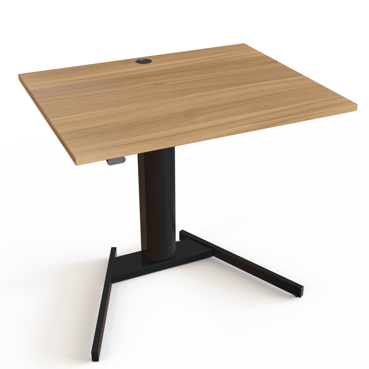 ConSet Black Electric Adjustable Desk, 47 1/4" x 31 1/2", Silver V base with Walnut Top