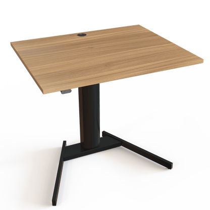 ConSet Black Electric Adjustable Desk, 47 1/4" x 31 1/2", Silver V base with Walnut Top