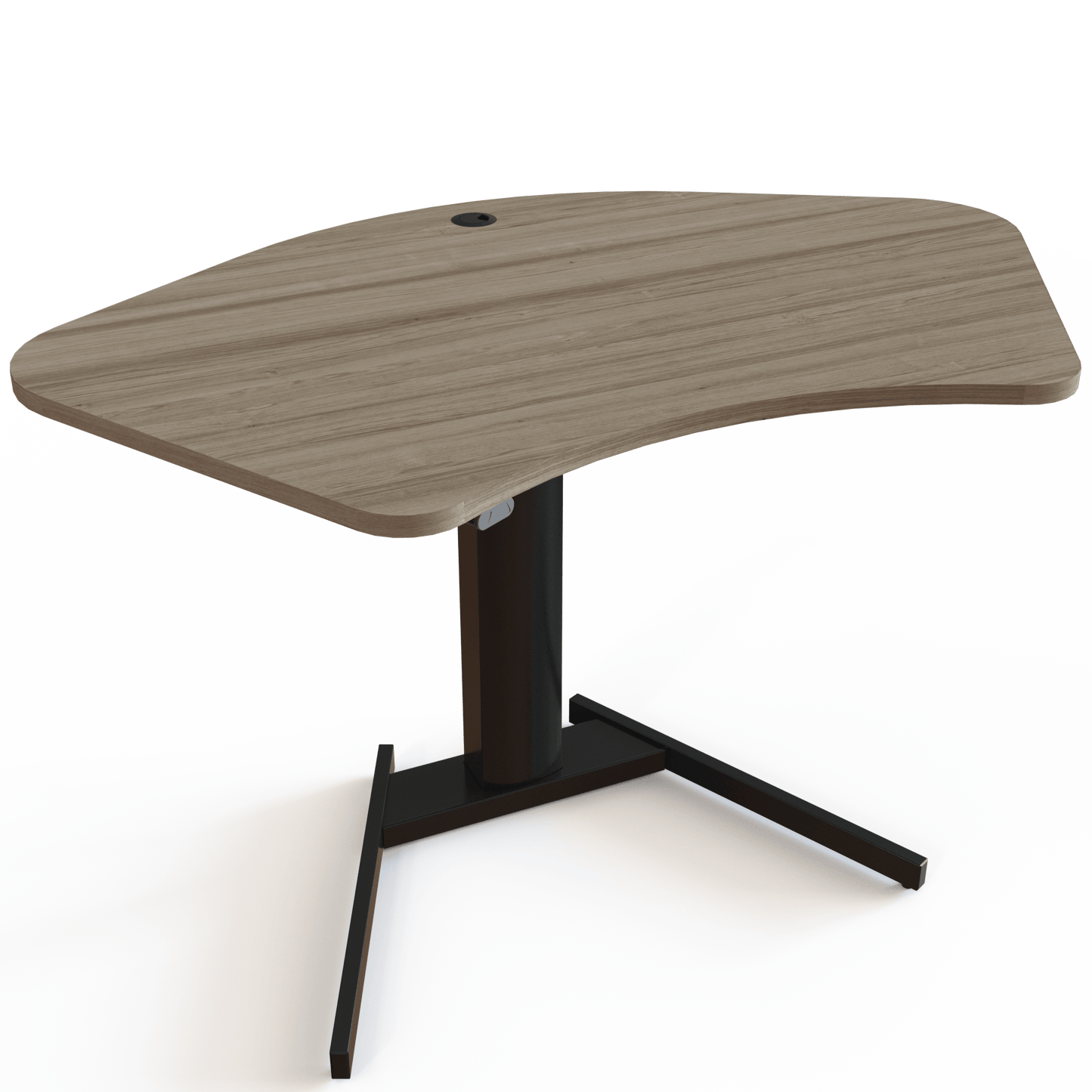 ConSet Black Electric Adjustable Desk, 55 1/8" x 35 3/8",Silver V base with Walnut Top