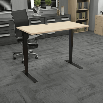ConSet Black / Maple Electric Height Adjustable Desk, 47-1/4" x 23-5/8"