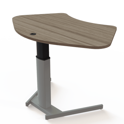 ConSet Electric Adjustable Desk, 55 1/8" x 35 3/8",Silver V base with Walnut Top