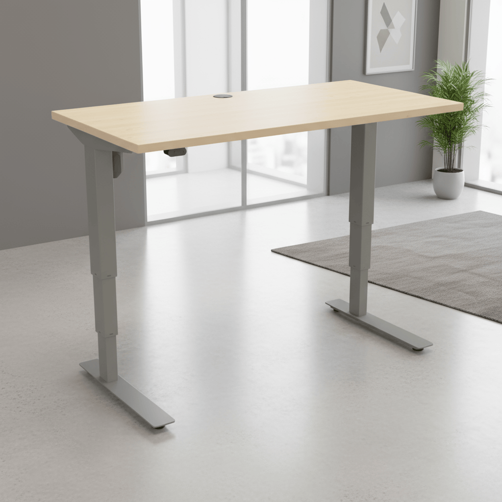 ConSet Silver / Beech Electric Height Adjustable Desk, 47-1/4" x 31-1/2"