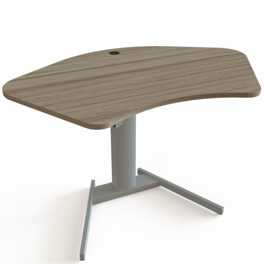 ConSet Silver Electric Adjustable Desk, 55 1/8" x 35 3/8",Silver V base with Walnut Top
