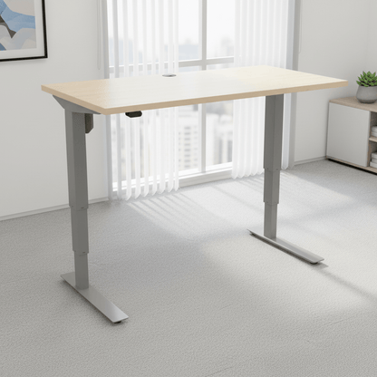 ConSet Silver / Maple Electric Height Adjustable Desk, 47-1/4" x 23-5/8"