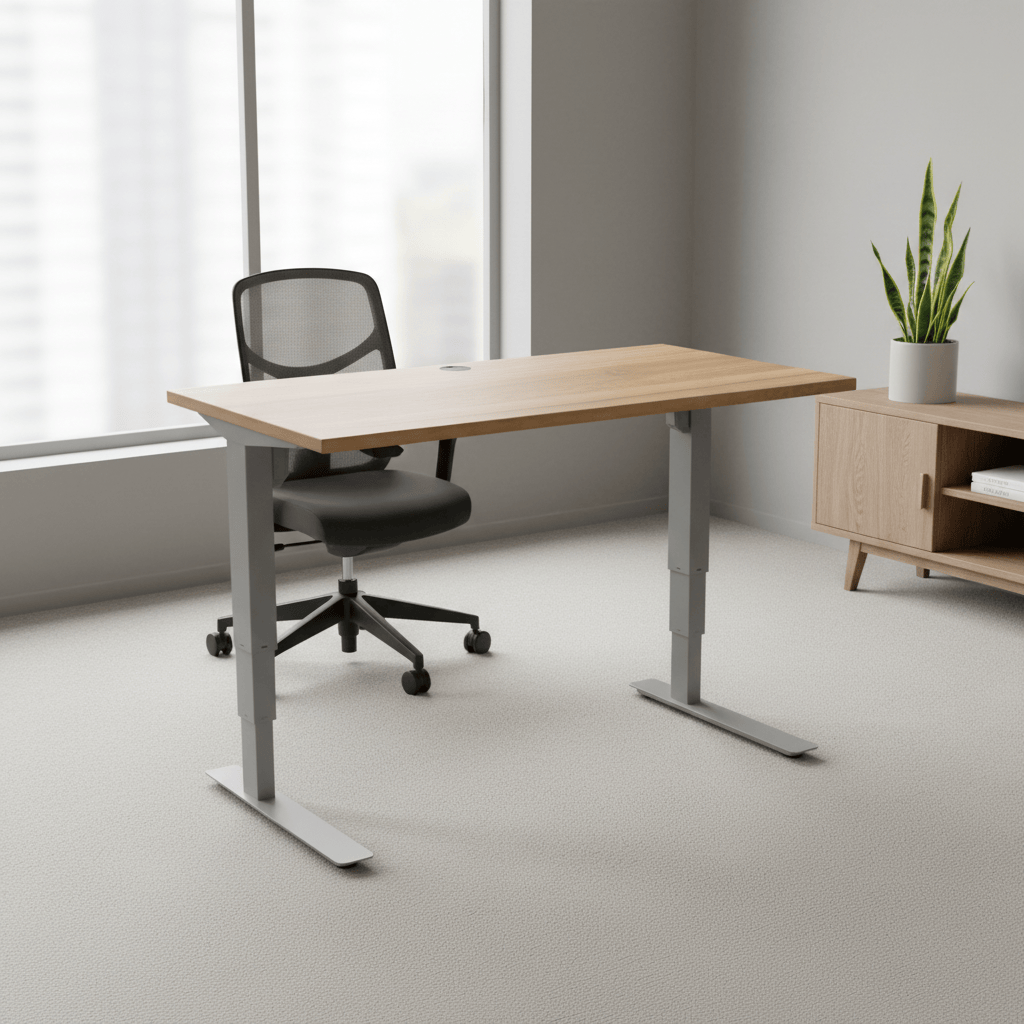 ConSet Silver / Walnut Electric Height Adjustable Desk, 47-1/4" x 23-5/8"