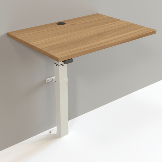 ConSet Walnut Electric Height Adjustable Desk, 31-1/2" x 23-5/8", Wall Mount Frame