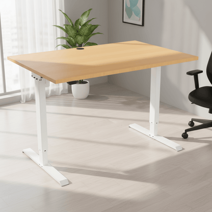 ConSet White / Beech Electric Height Adjustable Desk, 47-1/4" x 31-1/2"