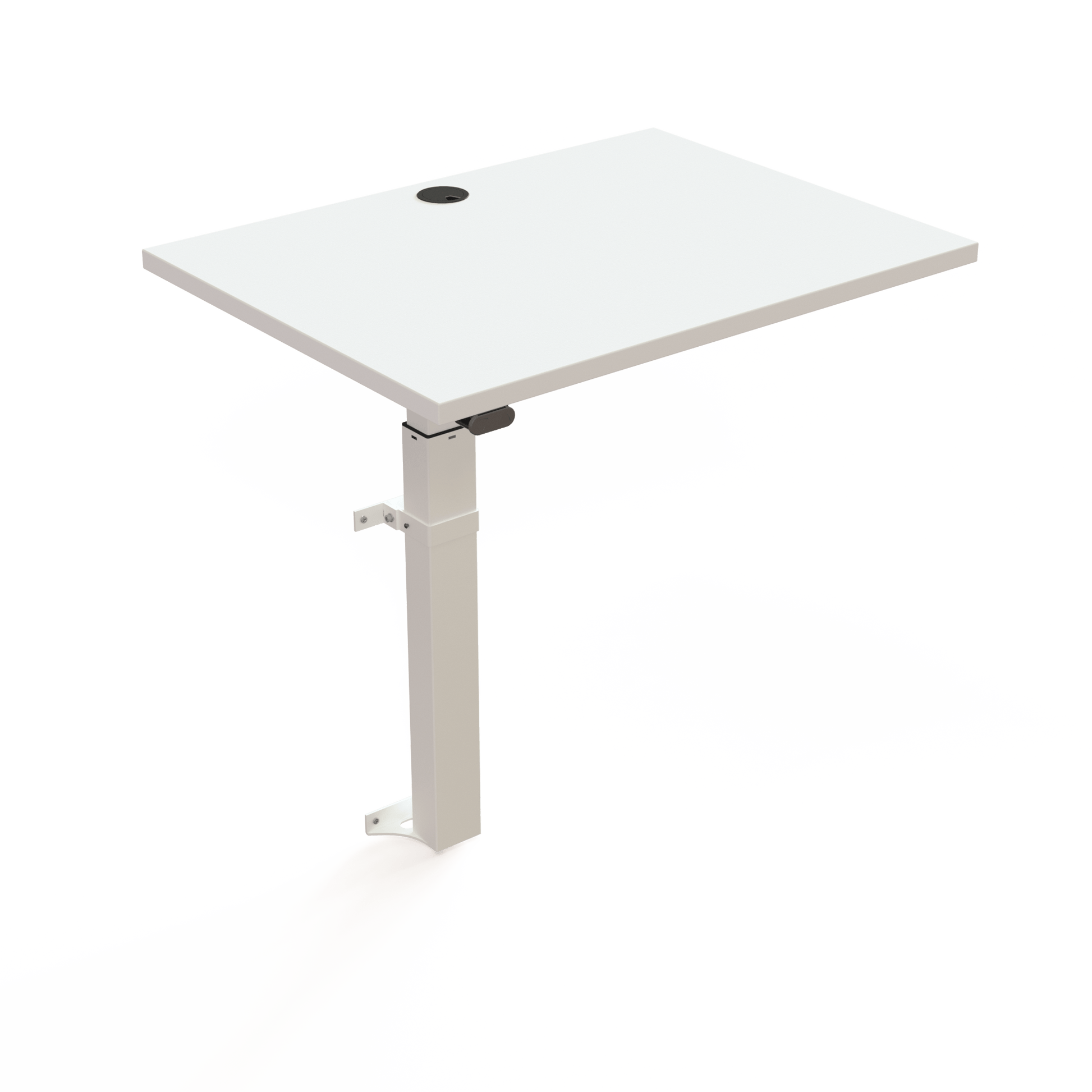 ConSet White Electric Height Adjustable Desk, 31-1/2" x 23-5/8", Wall Mount Frame