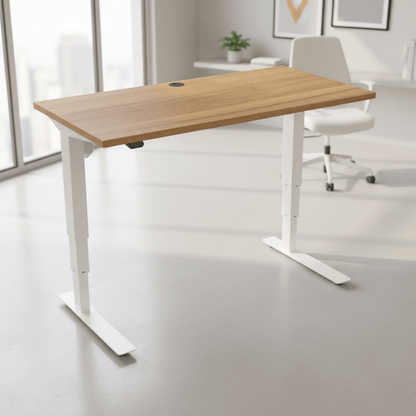 ConSet White / Walnut Electric Height Adjustable Desk, 47-1/4" x 31-1/2"
