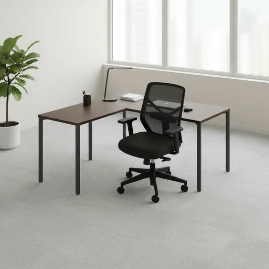 ESSY L - Shape workspace, 30x60 desk w/ 24x42 return - Smart Style Office Furniture - Beniia - 