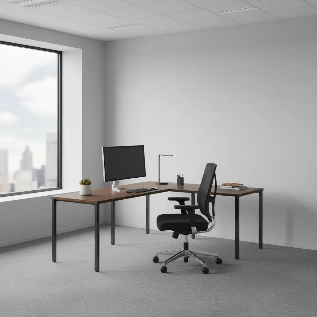 ESSY L-Shape workspace, 30x66 desk w/ 24x48 return - Smart Style Office Furniture-Beniia-