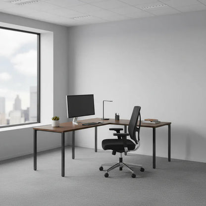 ESSY L-Shape workspace, 30x66 desk w/ 24x48 return - Smart Style Office Furniture-Beniia-