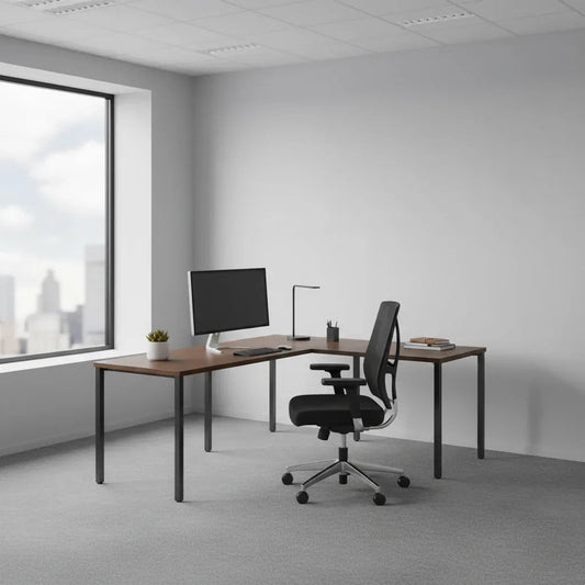 ESSY L-Shape workspace, 30x66 desk w/ 24x48 return - Smart Style Office Furniture-Beniia-