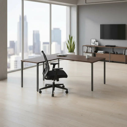 ESSY L - Shape workspace, 30x72 desk w/ 24x48 return - Smart Style Office Furniture - Beniia - 