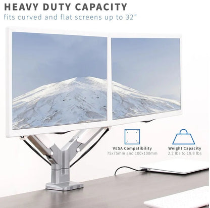 Silver Clamp - On Pneumatic Monitor Arm - Smart Style Office Furniture - Black Dog Office - 