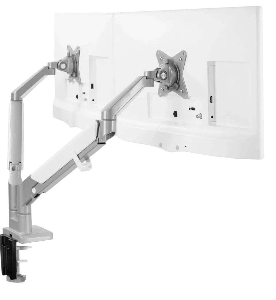 Silver Clamp - On Pneumatic Monitor Arm - Smart Style Office Furniture - Black Dog Office - 