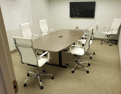 Custom height adjustable table with wood grain surface by gen2