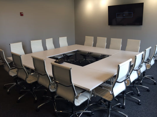 gen2 custom moveable training tables arranged in classroom configuration