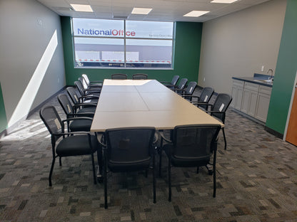 Flexible training room with custom gen2 tables reconfigured for collaboration